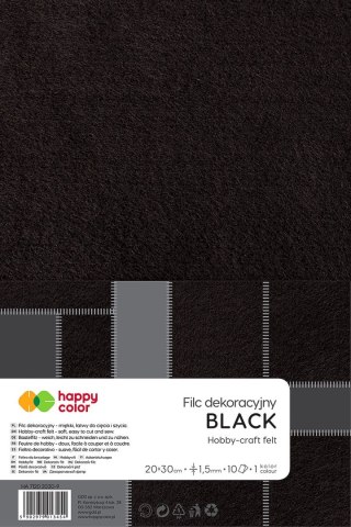 Filc kolor: czarny 10 ark. [mm:] 200x300 Happy Color (HA 7150 2030-9)
