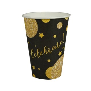 Kubek jednorazowy Glam Party (8 szt.) czarne papier 200ml Arpex (DC9128CZA)