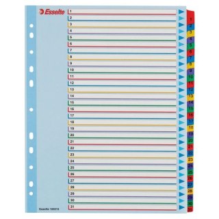 Przekładka numeryczna Mylar maxi A4 mix kolorów 160g 31k 1-31 Esselte (100210)