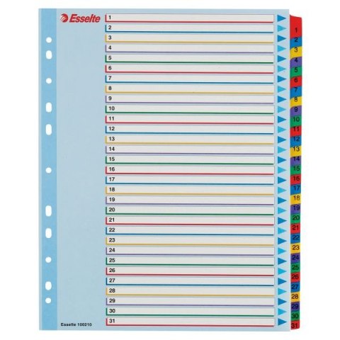 Przekładka numeryczna Mylar maxi A4 mix kolorów 160g 31k 1-31 Esselte (100210)