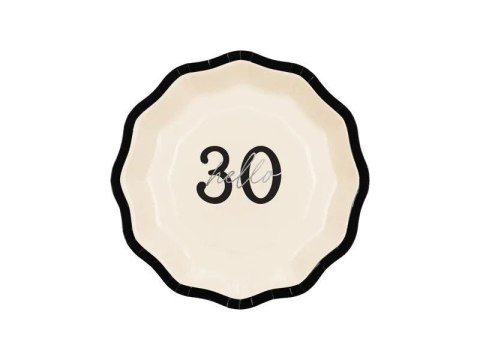 Talerz jednorazowy Hello 30 papier śr. 180mm 6 szt Partydeco (TPP61-30)