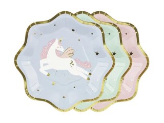 Talerz jednorazowy Jednorożec, mix papier śr. 180mm 6 szt Partydeco (TPP94)