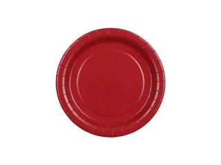 Talerz jednorazowy ciemnoczerwony papier śr. 180mm 6 szt Partydeco (TPP90-007C)