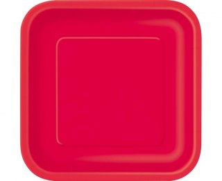 Talerz jednorazowy czerwone, kwadratowe papier śr. 230mm 14 szt Godan (31493EU)