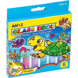 Farba do malowania na szkle kolor: mix 10,5ml 6 kolor. Amos (GD10P6)