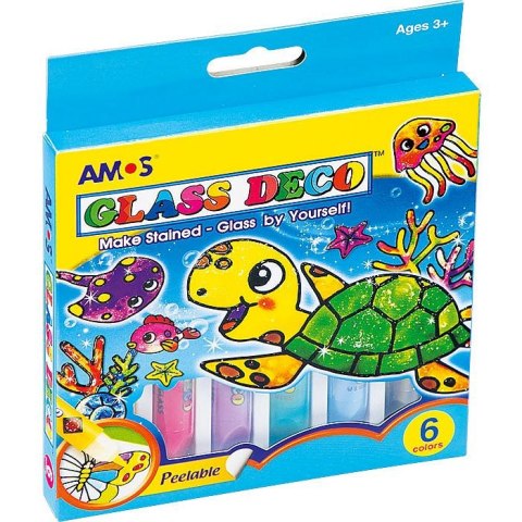 Farba do malowania na szkle kolor: mix 10,5ml 6 kolor. Amos (GD10P6)