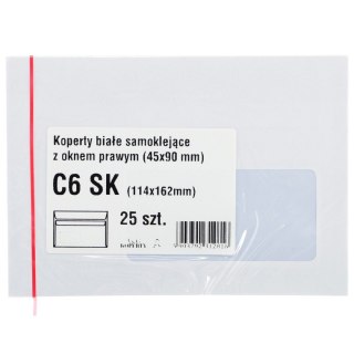Koperta C6 biała okno prawe [mm:] 114x162 WZ Eurocopert (b15d15) 25 sztuk