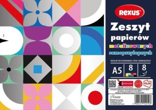 Zeszyt papierów kolorowych metalizowane samoprzylepne A5 8k Rexus (2143)