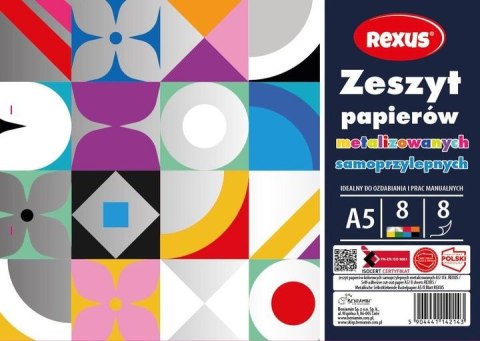 Zeszyt papierów kolorowych metalizowane samoprzylepne A5 8k Rexus (2143)