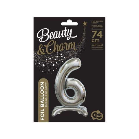 Balon gumowy Beauty&Charm cyfra stojąca srebrna srebrny 30cal Godan (BC-ASS6)