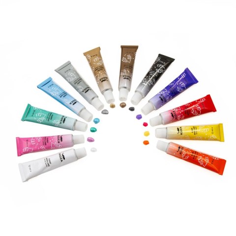 Farby akwarelowe metaliczne 12ml 12 kolor. Kidea (FAAM12KA)