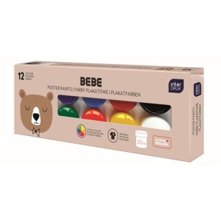 Farby plakatowe BEBE FRIENDS kolor: mix 20ml 12 kolor. Interdruk