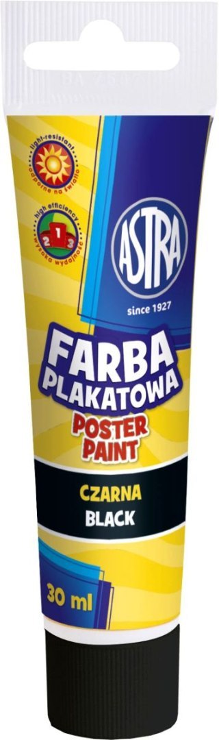 Farby plakatowe kolor: czarny 30ml 1 kolor. Astra