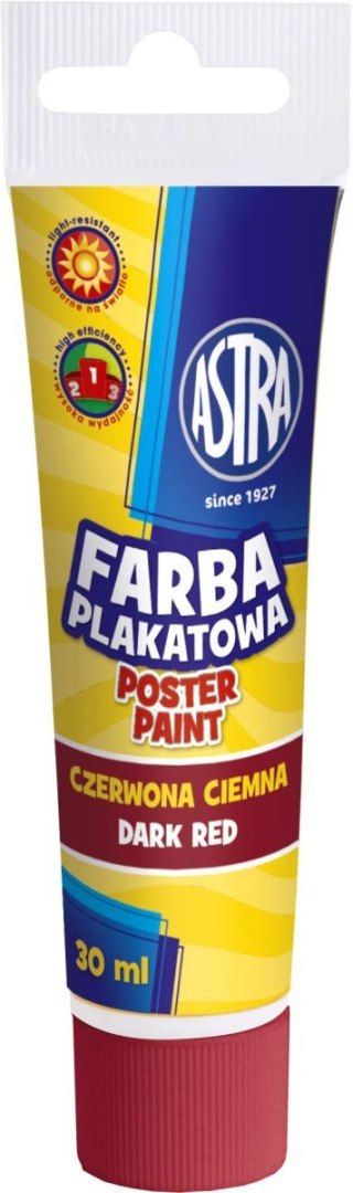 Farby plakatowe kolor: czerwony ciemny 30ml 1 kolor. Astra