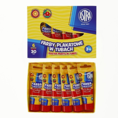 Farby plakatowe kolor: czerwony jasny 30ml 1 kolor. Astra