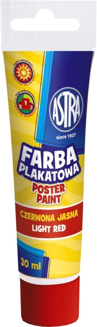 Farby plakatowe kolor: czerwony jasny 30ml 1 kolor. Astra