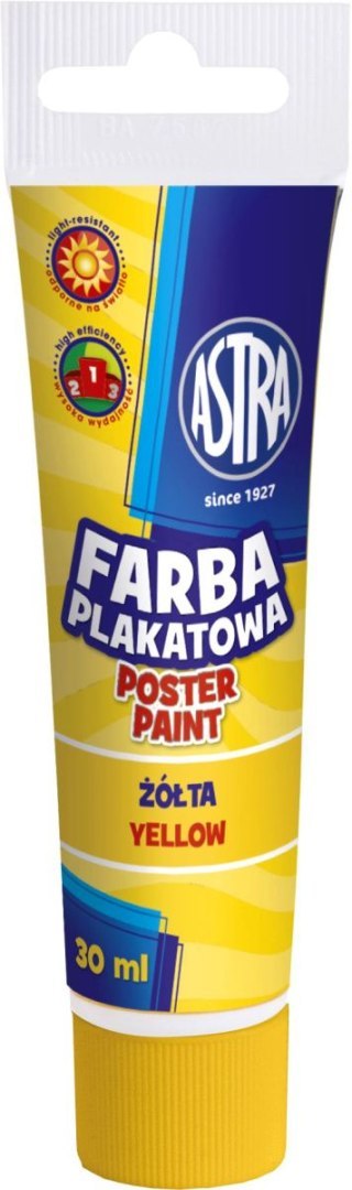 Farby plakatowe kolor: żółty 30ml 1 kolor. Astra