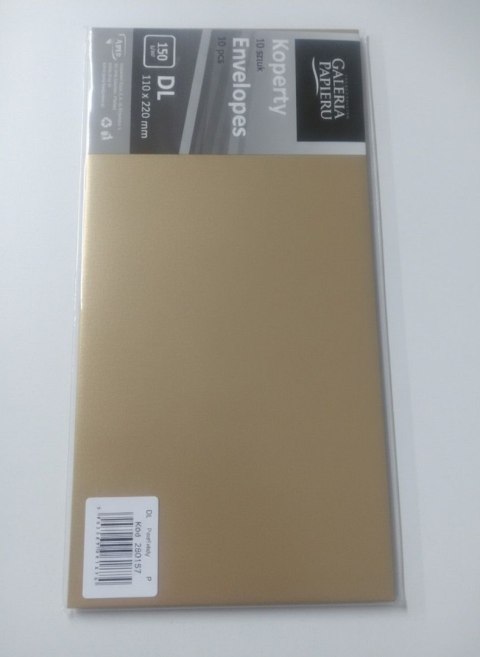 Koperta pearl złoty P DL złoty Galeria Papieru (280157) 10 sztuk