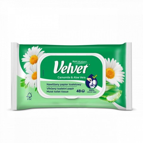 Papier toaletowy nawilżany Camomile&Aloe Vera kolor: biały 48 szt Velvet