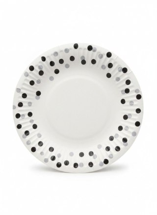 Talerz jednorazowy Confetti Silver-Black papier śr. 180mm 8 szt Paw (PPD8000508)