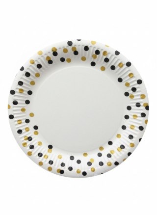 Talerz jednorazowy Confetti gold-Black papier śr. 230mm 8 szt Paw (PPL8000509)