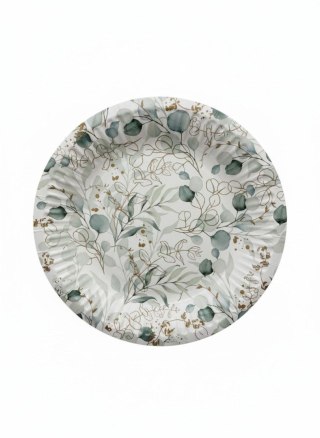 Talerz jednorazowy Golden Eucalypus papier śr. 180mm 8 szt Paw (PPD8003700)