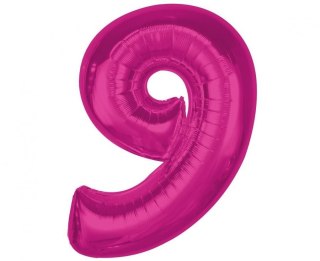 Balon foliowy Smart cyfra 9, różowa, 92 cm Godan (CH-S9R9)