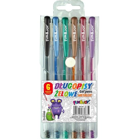 Długopis żelowy metaliczny wkład mix 0,7mm Fun&Joy (FJ-G06M)