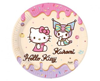 Talerz jednorazowy Hello Kitty and Kuromi papier śr. 230mm 8 szt Godan (98232)