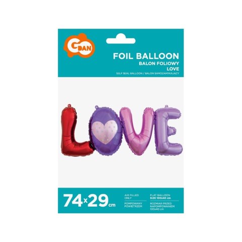 Balon foliowy Litery LOVE, 74x29 cm Godan (BF-LTLV)