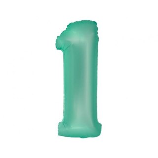 Balon foliowy matowa cyfra 1, miętowa Godan (CH-SMT1)