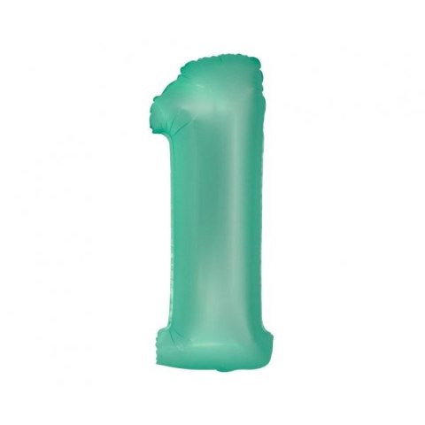 Balon foliowy matowa cyfra 1, miętowa Godan (CH-SMT1)