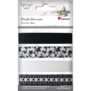 Wstążka Craft-Fun Series zestaw 16x4 [mm x m] biało-czarna Titanum (S1804-5)