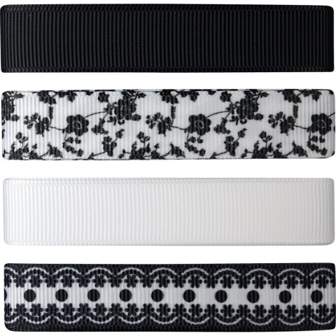 Wstążka Craft-Fun Series zestaw 16x4 [mm x m] biało-czarna Titanum (S1804-5)