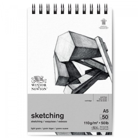 Blok artystyczny Szkicownik ze spiralą Sketching A5 110g 50k [mm:] 210x150 Winsor (6672001)