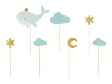 Dekoracja do muffinek - Wieloryb, 11-13.5 cm (1 op. / 7 szt.) Partydeco (KPM29)