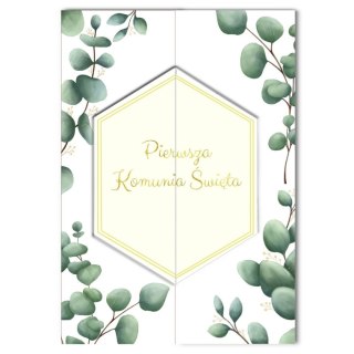 Kartka składana Karnet A5 KOMUNIA ROZ EUKALIPTUS A5 Henry (5907465664905)