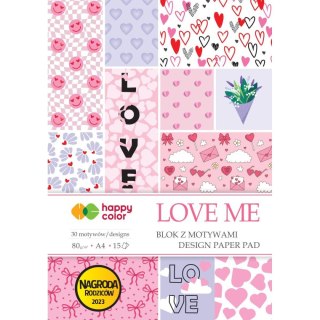 Zeszyt papierów kolorowych LOVE ME, Happy Color (HA 3808 2030-LM)