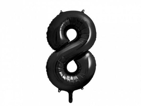 Balon foliowy Cyfra 8, 86cm, czarny 34cal Partydeco (FB1M-8-010)