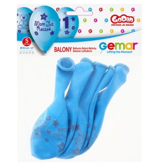Balon gumowy Moje 1 urodziny Moje 1 urodziny niebieska 300mm 12cal Godan (GB-MU1G)