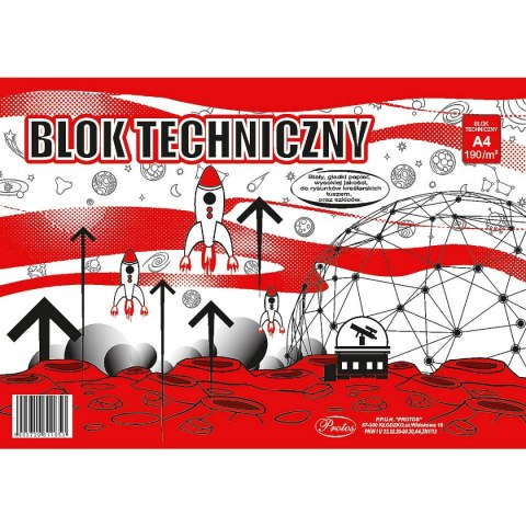 Blok techniczny A4 biały 190g 10k Protos