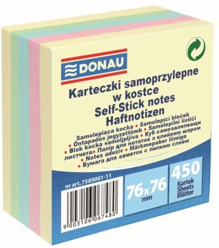 Notes samoprzylepny (karteczki) mix pastelowy 450k [mm:] 76x76 Donau (7589001-11)