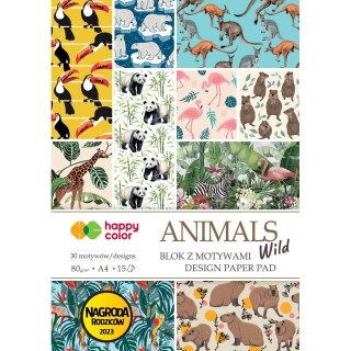 Zeszyt papierów kolorowych ANIMALS WILD A4 80g 15k Happy Color (HA 3808 2030-MW)