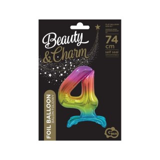 Balon gumowy Beauty&Charm cyfra stojąca tęczowa tęczowa 30cal Godan (BC-AST4)