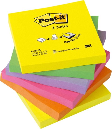 Notes samoprzylepny (karteczki) neonowy 100k [mm:] 76x76 Post-It (R330-NR)