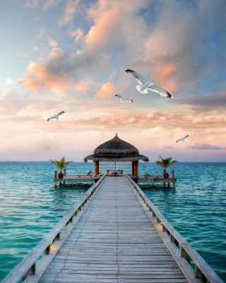 Zestaw kreatywny Malowanie po numerach 40x50cm Pomost nad morzem Flamingo Line (fyh036)