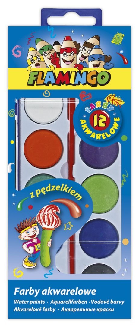 Farby akwarelowe 12 kolor. Flamingo (FL-12K28PUD)