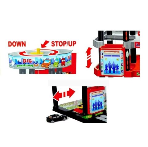 Garaż parking 5 Pięter Zjeżdżalnia Winda + Pojazdy Lean (3513)