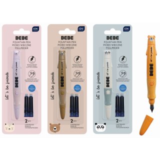 Pióro tłoczkowe 2 naboje niebieskie Bebe