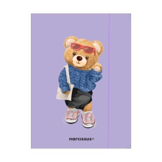 Teczka kartonowa na gumkę Teddies& Misia A4 fioletowy 270g Narcissus